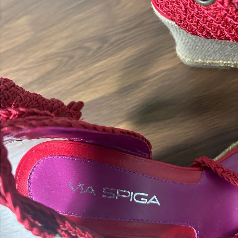 Via Spiga Multicolor Red Espadrilles with Ankle Tie size 9‎ NWOT